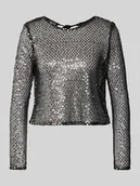 Bluzki damskie - Bluzka dwustronna krótka o kroju slim fit z cekinami model ‘RISSI’ - miniaturka - grafika 1
