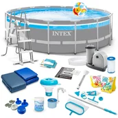 Baseny ogrodowe - Basen ogrodowy stelażowy z pompą i pokrywą Intex 26730 488x122 cm zestaw 21w1 - miniaturka - grafika 1