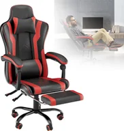 Fotele gamingowe - LZQ krzesło dla graczy krzesło do biurka krzesło biurowe ergonomiczne, wyściełane podłokietniki, mechanizm bujania, udźwig do 150 kg, winda testowana przez czerwony - miniaturka - grafika 1