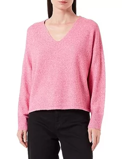 Swetry damskie - VERO MODA Damski sweter z dzianiny VMDOFFY LS V-Neck Blouse GA NOOS, fuksja purple/szczegóły: melanż, XS - grafika 1