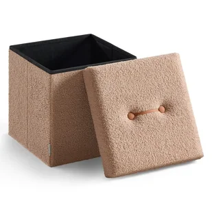Kwadratowa pufa jasnobrązowa bukla 43 L - Pufy i podnóżki - miniaturka - grafika 1