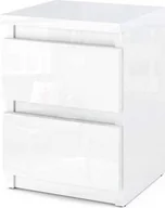 Szafki nocne - STIV Möbel Szafka nocna - Szafka nocna z 2 szufladami - Biały połysk H40cm W30cm D30cm - miniaturka - grafika 1