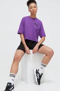 Koszulki sportowe damskie - Puma t-shirt bawełniany PUMA X SWAROVSKI damski kolor fioletowy - miniaturka - grafika 1