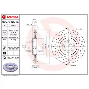 Tarcza hamulcowa BREMBO 09.7012.1X - Tarcze hamulcowe - miniaturka - grafika 1