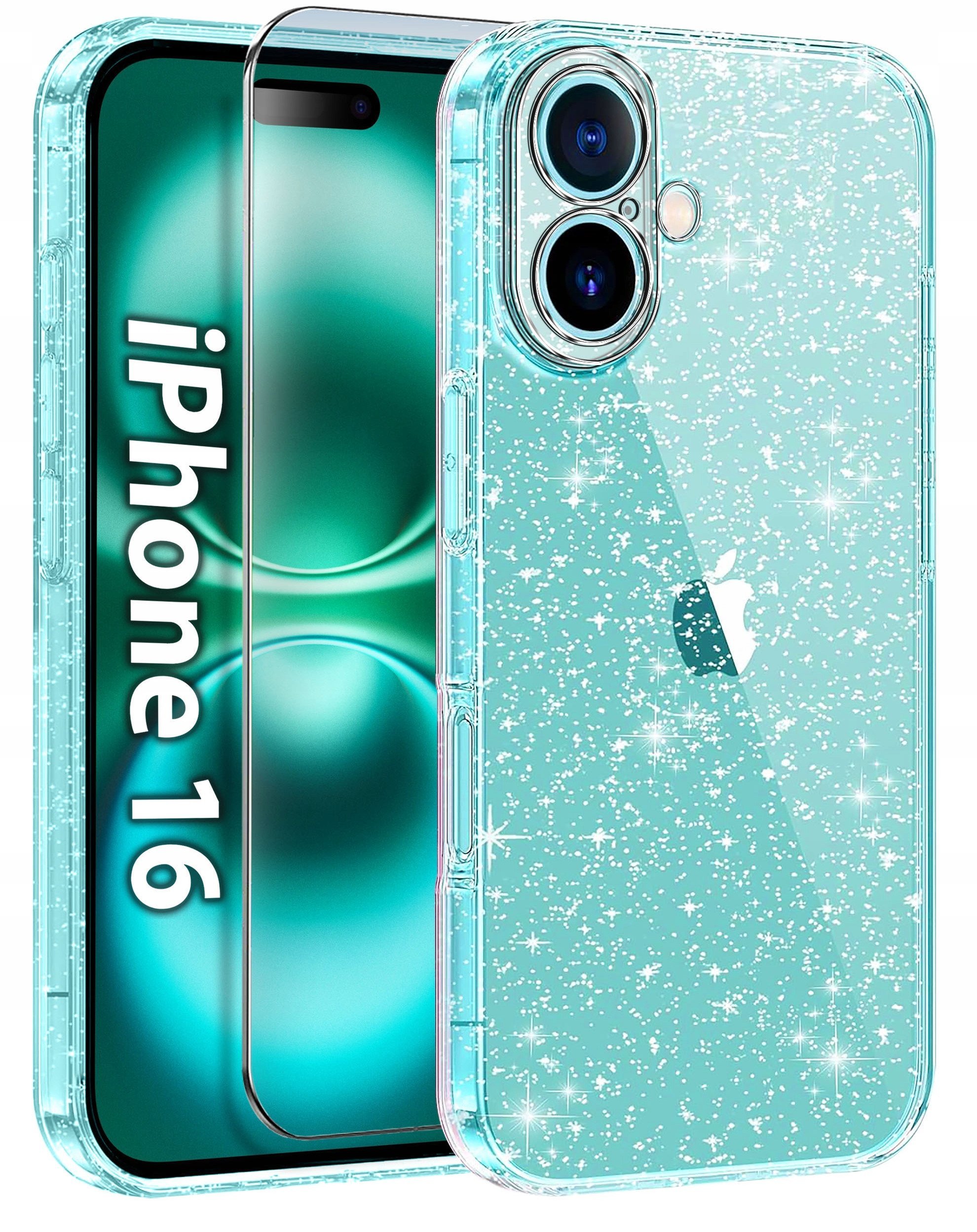 Etui do iPhone 16 SILIKONOWE BROKAT clear CASE + SZKŁO OCHRONNE 9H