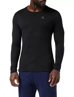 Koszulki męskie - Odlo Bl Top Crew Neck L/S Natural 100% Merino Warm podkoszulek męski wielokolorowa Black - Black X-L 11081215001XL - grafika 1