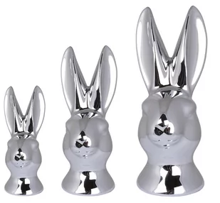 Figurka głowa królika maxi, srebrna, 11x13,5x32 cm - Wielkanoc - miniaturka - grafika 1