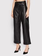 Spodnie damskie - KARL LAGERFELD Spodnie skórzane High Waist 220W1900 Czarny Relaxed Fit - miniaturka - grafika 1