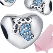 Wisiorki - CHARMS Zawieszka Synek Chłopiec Stópki Syn charmsy beads serce s925 - miniaturka - grafika 1