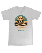 Koszulki i topy damskie - Koszulka ze śmiesznym psem To samo wpadło Humor Pies Czworonóg Szara XL - miniaturka - grafika 1