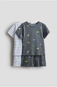 Piżamy dla dziewczynek - H & M - Bawełniana piżama w nadruki 2-pak - Szary - H&M - miniaturka - grafika 1