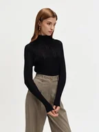 Swetry damskie - Golf z ażurową fakturą - miniaturka - grafika 1