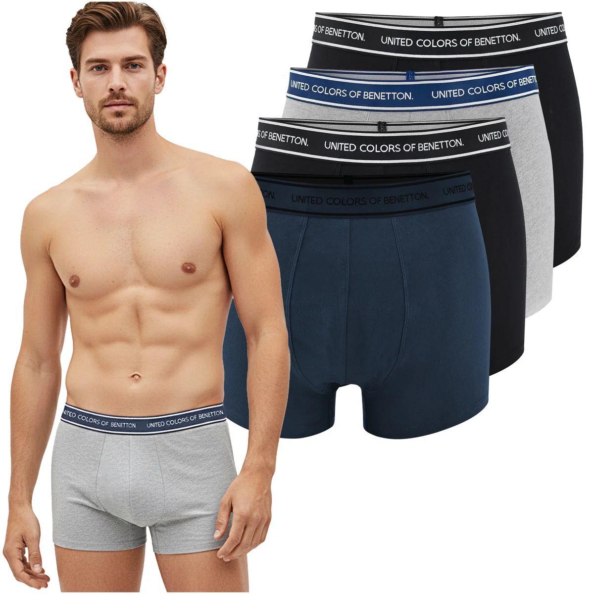 UNITED COLORS OF BENETTON Bokserki Męskie 4 sztuki Bawełna Mix Rozmiar XXL