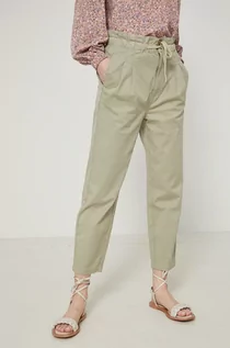 Spodnie damskie - Medicine spodnie damskie kolor zielony fason chinos high waist - grafika 1