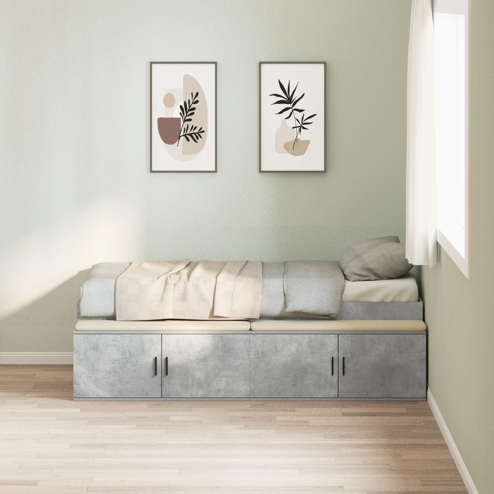vidaXL Ramka łóżka do przechowywania Beton Szary 100x200 cm