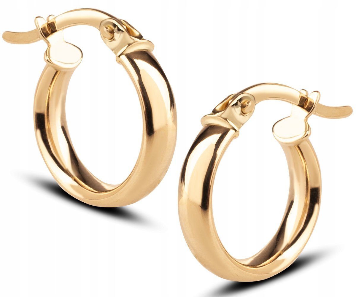 KLASYCZNE ZŁOTE KOLCZYKI KÓŁECZKA NA ZATRZASK 13 MM 14KT 585