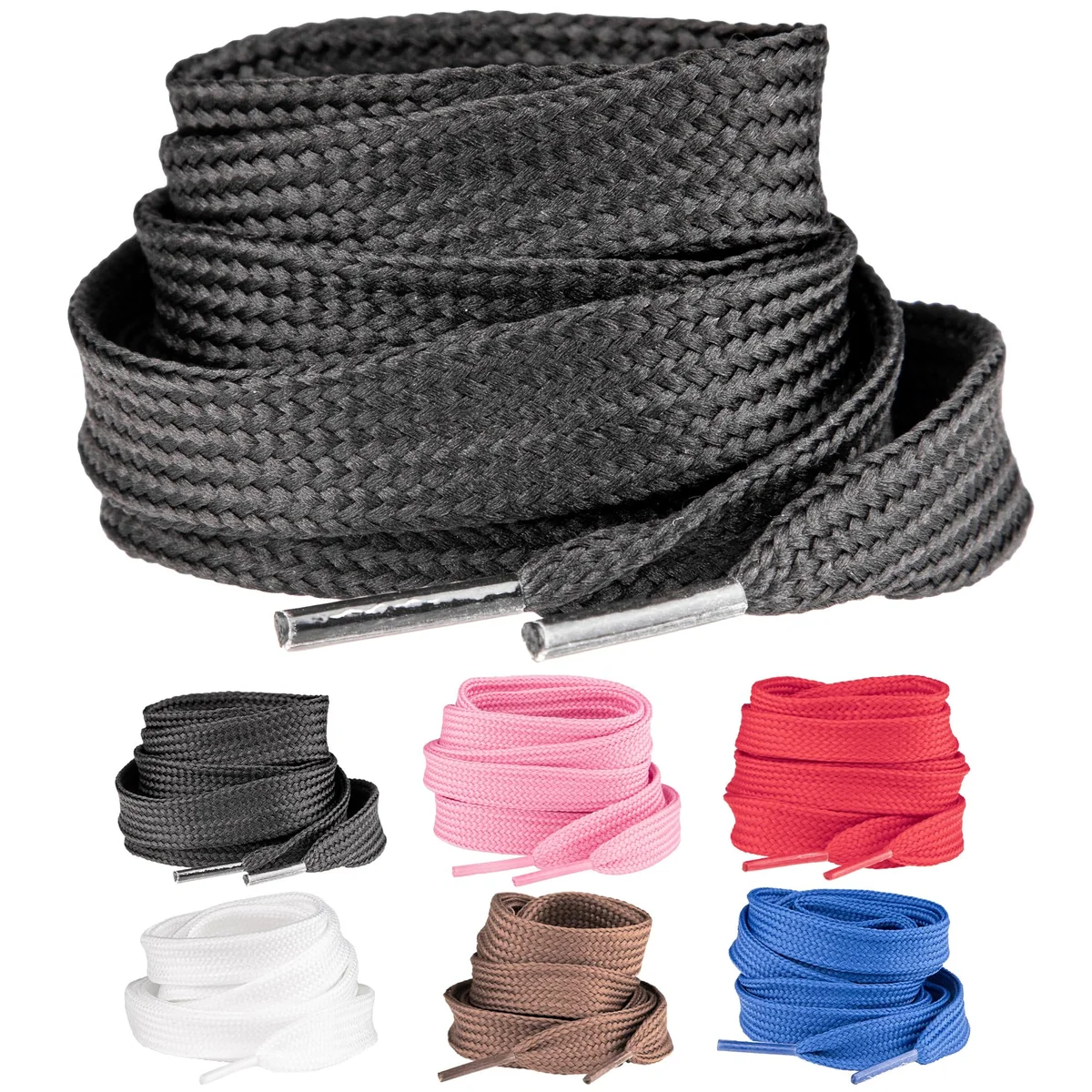 SULPO 2 Pary Szerokie Grube Sznurówki - Płaskie sznurowadła do butów adidasów, trampek - mocne końcówki. Czarne 120 cm
