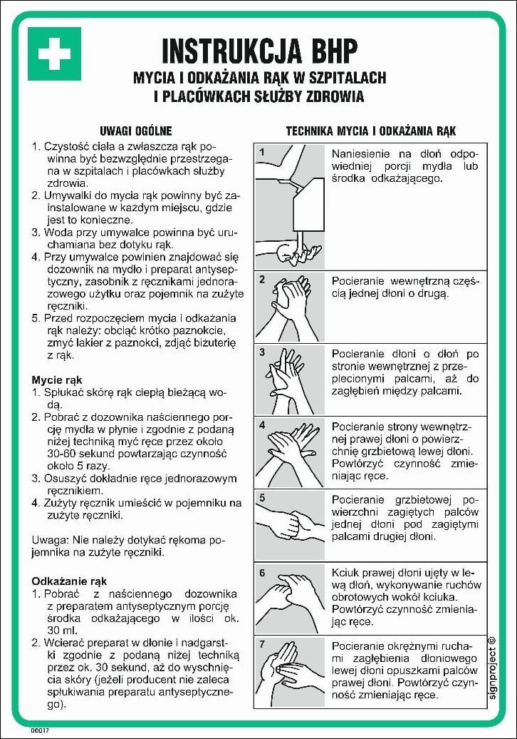 Libres Polska Mój dom Dd017 Instrukcja Bhp Mycia I Odkażania Rąk W Szpitalach I Placówkach Służby Zdrowia 24,5 X 35 Cm, Fn - Folia Samoprzylepna Libres Polska Sp Sgp-Dd017_245X350_Fn