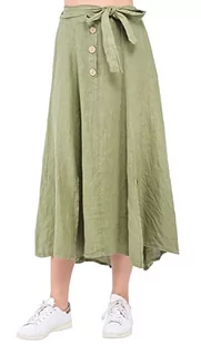Bonateks Women Skirt 100% len Made in Italy, długa spódnica z guzikami z paskiem na szalik, jasna khaki, Khaki Claire, XL - Apaszki i szaliki damskie - miniaturka - grafika 1