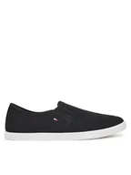 Trampki damskie - Tommy Hilfiger Tenisówki Canvas Slip-On Sneaker FW0FW08640 Czarny - miniaturka - grafika 1
