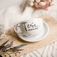 Filiżanki - Filiżanka 250 ml ze spodkiem - Teść idealny ZŁOTE SERCE - miniaturka - grafika 1