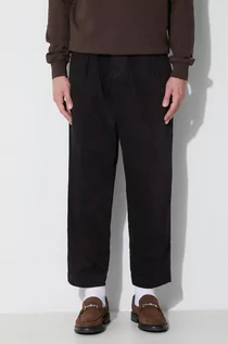 Spodnie męskie - Universal Works spodnie sztruksowe PLEATED TRACK PANT kolor brązowy proste 29519 - grafika 1