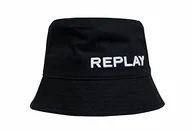 Czapki damskie - Replay Czapka typu bucket z logo unisex, 098 BLACK, L - miniaturka - grafika 1