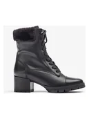 Botki damskie - Unisa Skórzane botki w kolorze czarnym - miniaturka - grafika 1