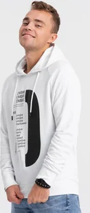 Ombre Męska bluza z nadrukiem HOODIE - biała V1 OM-SSPS-0152 XXL - Bluzy męskie - miniaturka - grafika 1