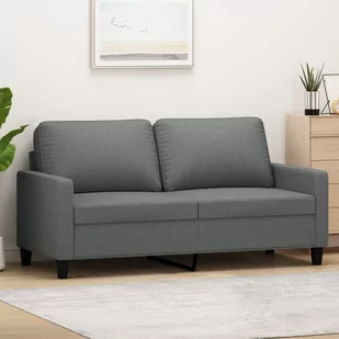 vidaXL Sofa 2-osobowa, ciemnoszara, 140 cm, tapicerowana tkaniną - Sofy i kanapy - miniaturka - grafika 1