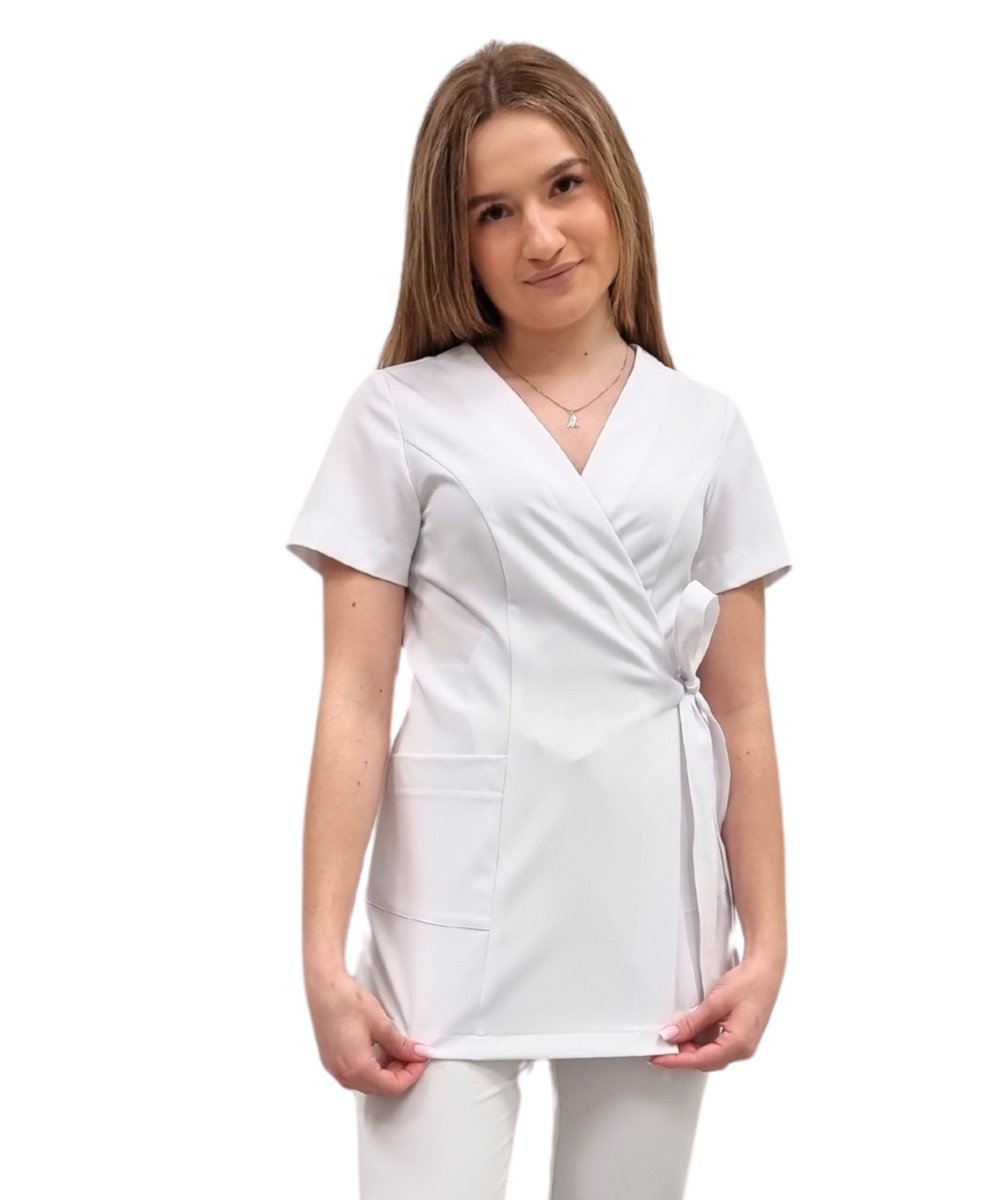 Żakiet kopertowy, tunika biała basic premium roz. XS