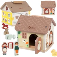 Klocki - CLASSIC WORLD Drewniany Domek Sensoryczny Edukacyjny z Zamkami Kluczykami 11el. - miniaturka - grafika 1