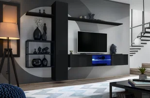 ASM Meble Meblościanka SWITCH MET V czarny połysk do nowoczesnego salonu ASM Meble - Meblościanki - miniaturka - grafika 1