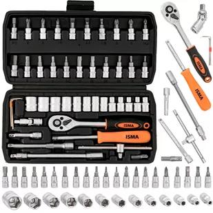 Zestaw kluczy nasadowych 1/4" 46 elementów TORX HEX PZ PH w walizce - Śrubokręty - miniaturka - grafika 1