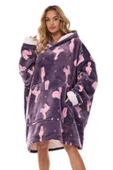 Szlafroki damskie - Maxi bluza Hoodie fioletowa z lamą uni - miniaturka - grafika 1