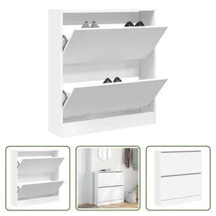 The Living Store Szafka na buty biała 80x21x87,5 cm materiał drewnopochodny - Szafki na buty - miniaturka - grafika 1