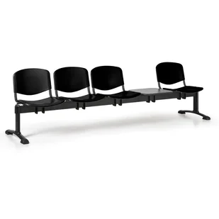 Euroseat Plastikowa ławka ISO, 4-siedziska + stolik, czarne nogi 300252 - Inne meble biurowe - miniaturka - grafika 1
