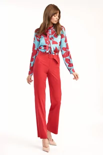 Bluzka z fontaziem w kwiaty - B136 (kolor turkus/kwiaty, rozmiar 40) - Bluzki damskie - miniaturka - grafika 2