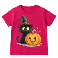 Koszulki dla dziewczynek - Fuksjowa koszulka dla dziewczynki z dynią - WZÓR kotdynia71 - miniaturka - grafika 1