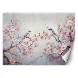 Fototapeta, Ptaki i kwiaty Shabby Chic (Rozmiar 100x70) - Fototapety - miniaturka - grafika 1