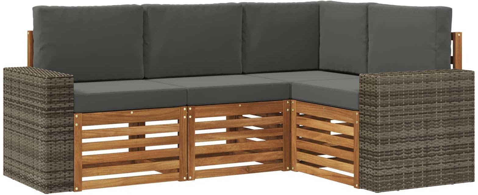 vidaXL Zestawy sof z poduszką 4 pcs Lite Drewno Akacji