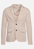 Marynarki męskie - Jasnobeżowa Klasyczna Bawełniana Marynarka Zapinana na Dwa Guziki z Kieszeniami Tesauna - miniaturka - grafika 1