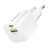 Ładowarki do telefonów - Ładowarka sieciowa GaN QC3.0 USB-A USB-C PD 33W biała - miniaturka - grafika 1