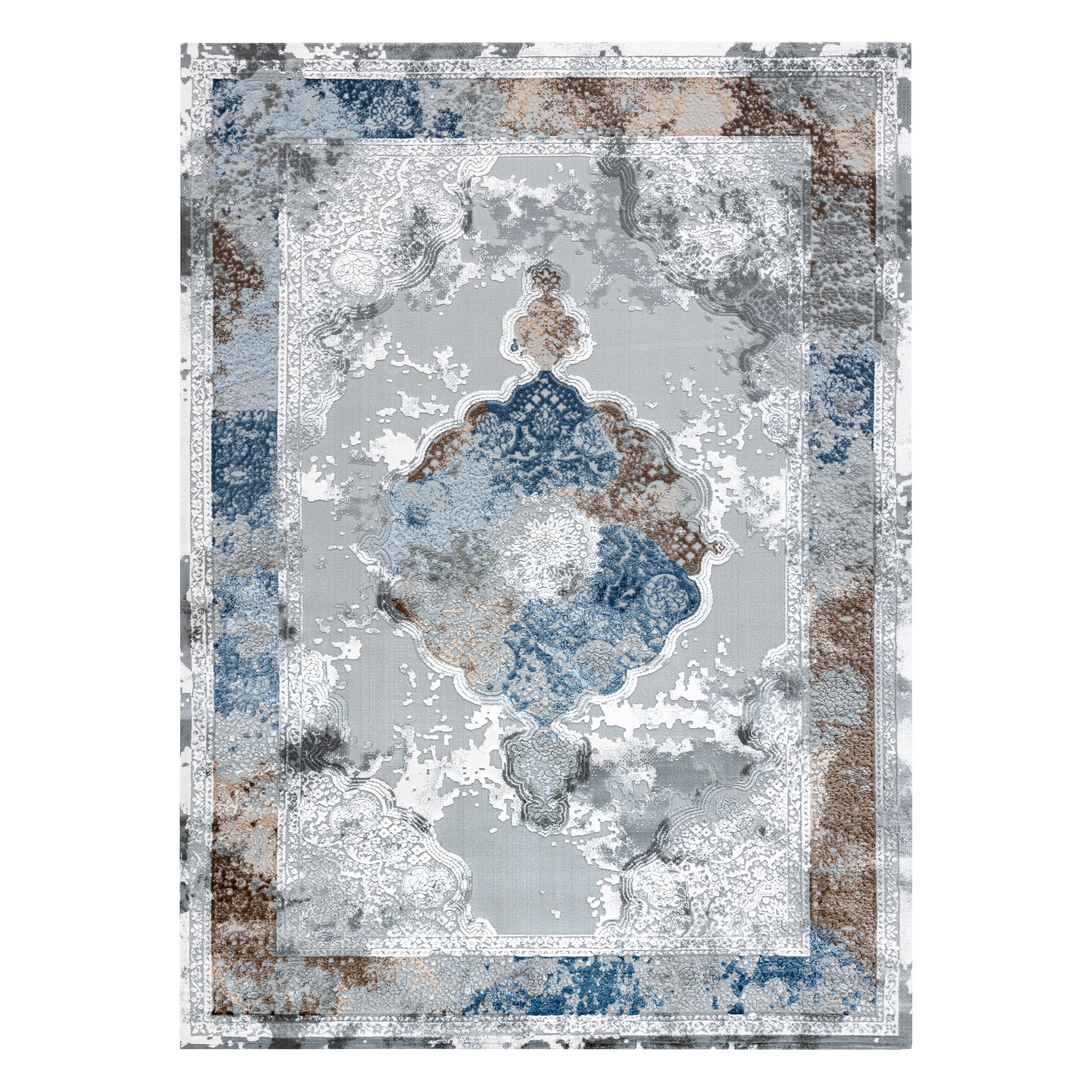 Dywan AKRYL VALS 09987A C69 74 Ornament rozeta / kość słoniowa szary 80x100 cm