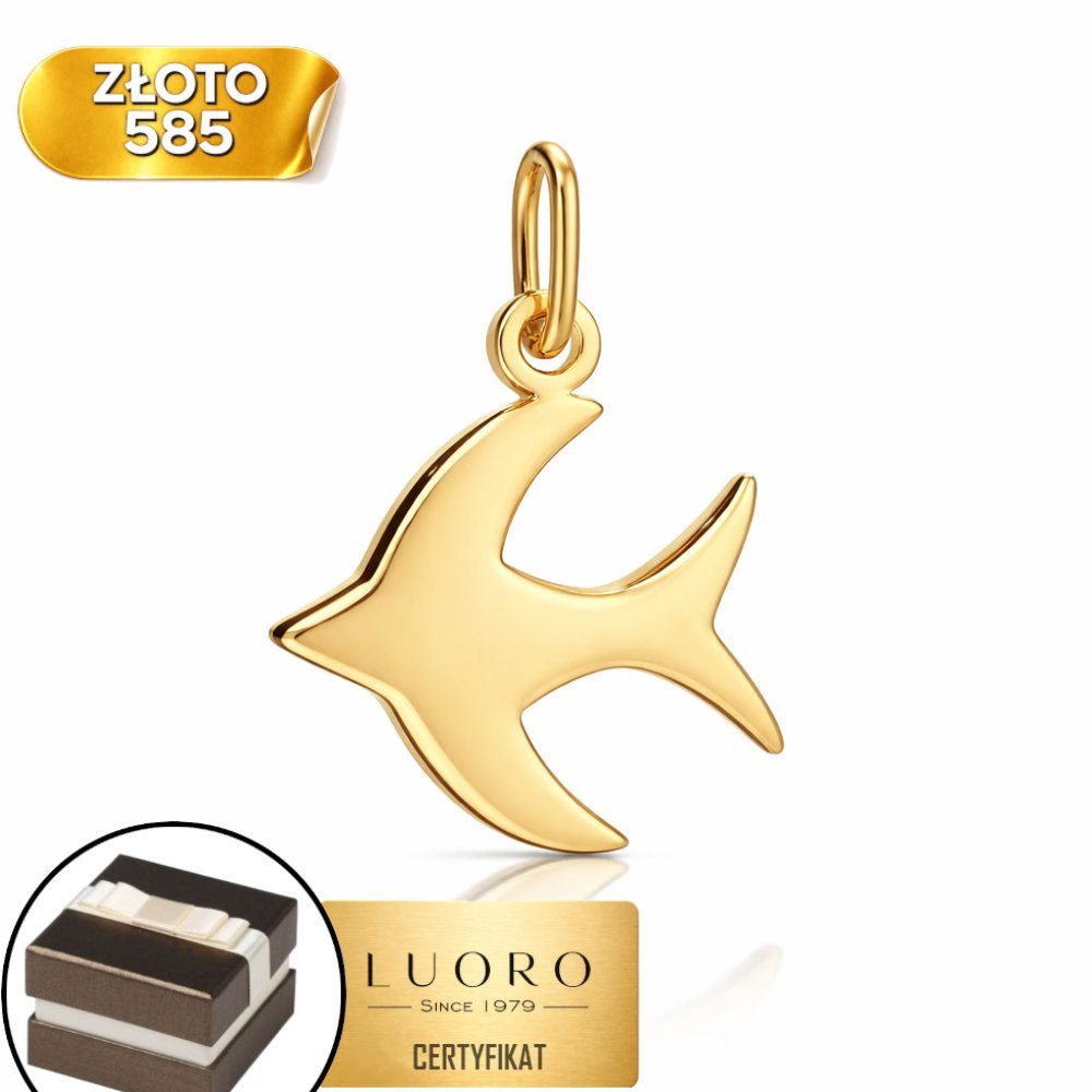 ZAWIESZKA ZŁOTA 585 14K JASKÓŁKA DELIKATNA 1,5 CM ELEGANCKA PREZENT