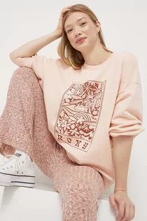 Bluzy damskie - Roxy bluza damska kolor różowy z nadrukiem - grafika 1