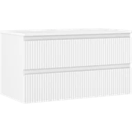 Szafki łazienkowe - Mexen Rivel szafka łazienkowa podumywalkowa 90 cm z blatem, 2 szuflady, ryflowana , biała mat - 91A20-09047-2-BFFC01 - miniaturka - grafika 1