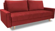 Pościel - Sofa rozkładana ALEX, sofa z funkcją spania i pojemnikiem na pościel, sofa rozkładana, sofa na drewnianych nóżkach, sofa z tkaniny welurowej, kolor: czerwony - miniaturka - grafika 1