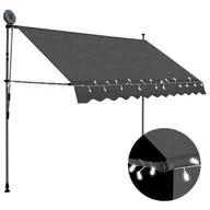 Markizy - vidaXL Ręcznie zwijana markiza z LED, 250 cm, antracytowa vidaXL - miniaturka - grafika 1