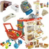 Zabawy w naśladowanie dorosłych - Supermarket Sklep Wózek Na Zakupy Kasa Waga 68801C - miniaturka - grafika 1